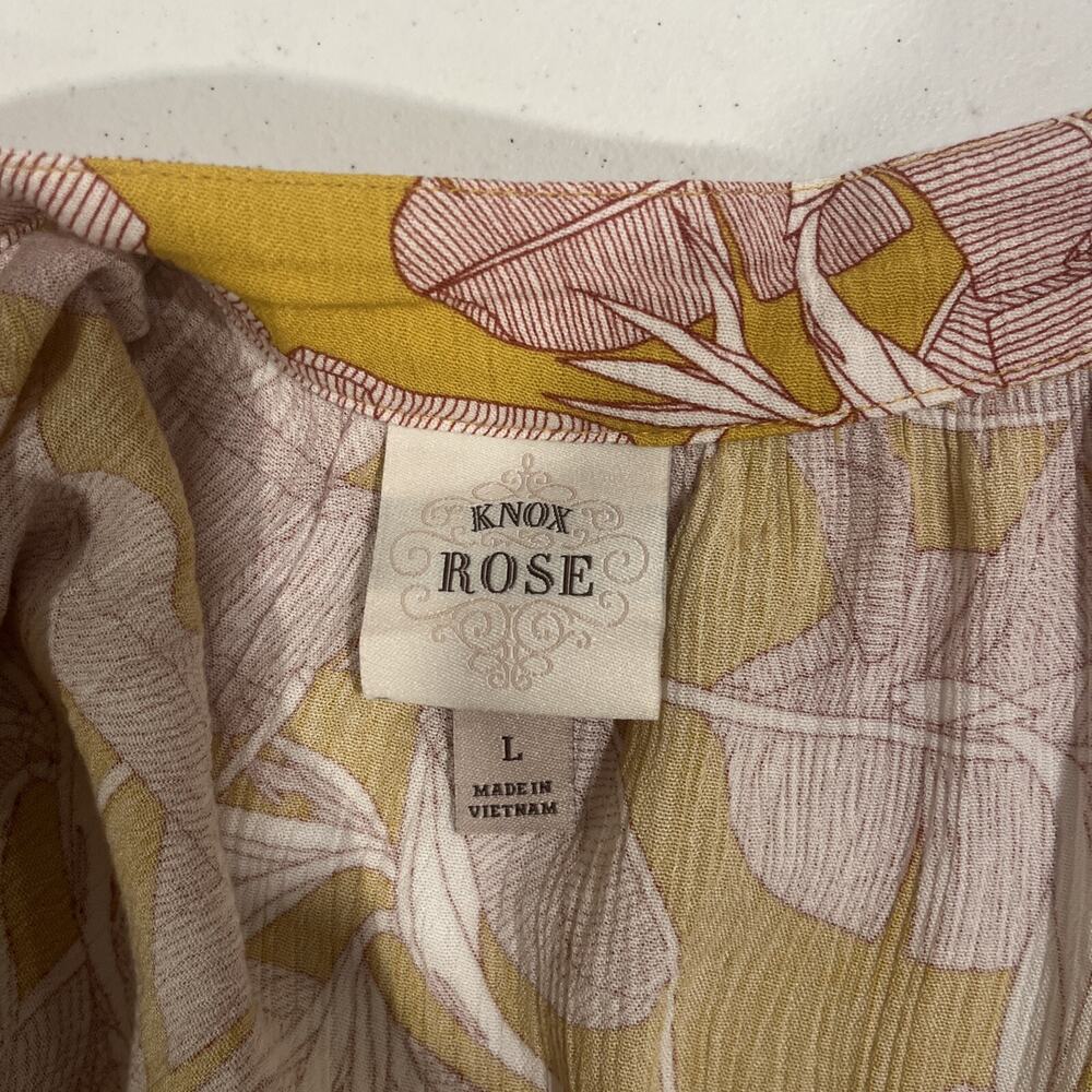 Knox Rose Womens Yellow Red Long Sun Dress L Flutter Sleeve Floral Cottage Core - Picture 6 of 12
